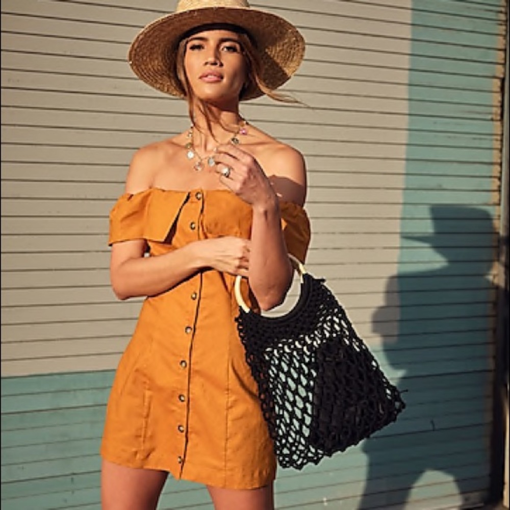 EXPRESS Goldenrod Linen Dress